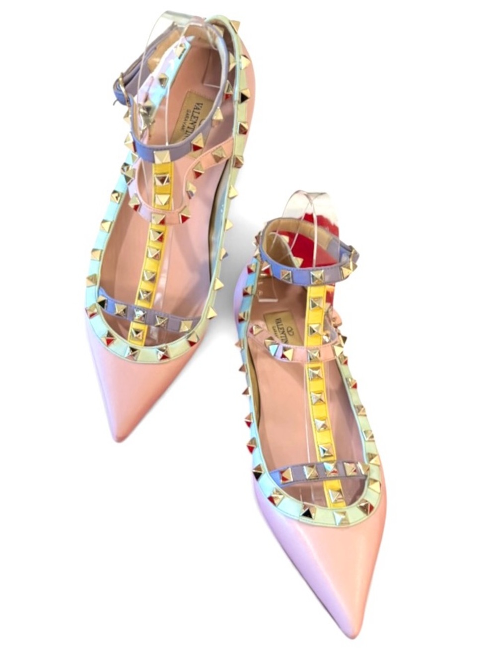 Valentino Garavani Pastel Pink iconic Rockstud Pointed Flats - Picture 2 of 15